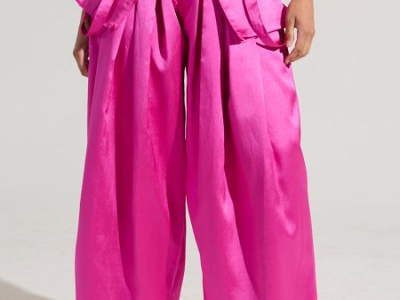 A MOMENT APART WIDE LEG TROUSER WITH POCKETS IN PINK on Sale