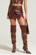 ALL YOURS SIDE LACE UP FAUX CROCODILE MINI SKIRT IN BROWN Cheap