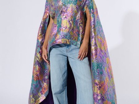 VERSAILLES HIGH LOW BROCADE CAPE Online Sale