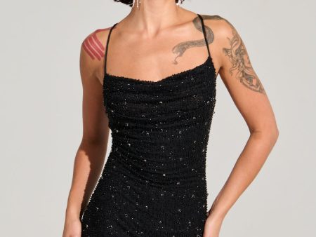 A NIGHT TO REMEMBER SLINKY RHINESTONE MINI DRESS IN BLACK Online Hot Sale