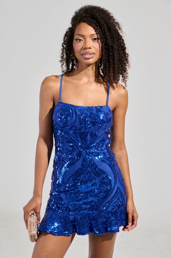 ALL EYES ON ME PRINTED SEQUIN MINI DRESS Sale