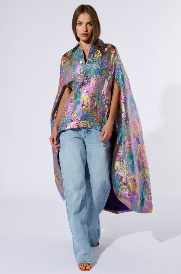 VERSAILLES HIGH LOW BROCADE CAPE Online Sale