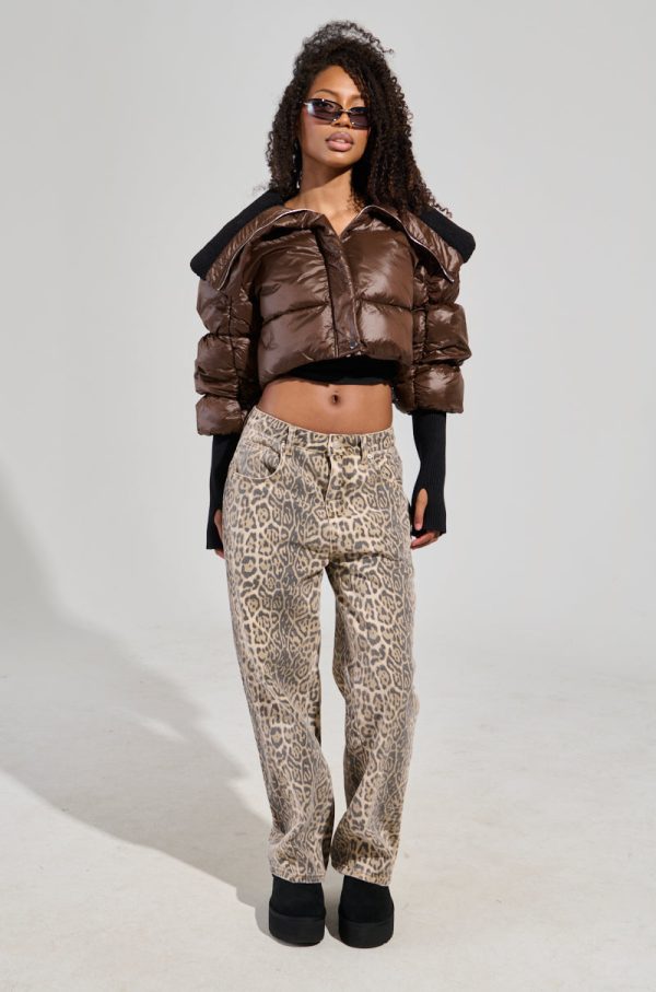 WILD CHILD LEOPARD PRINT DENIM JEANS Online now