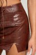 ALL YOURS SIDE LACE UP FAUX CROCODILE MINI SKIRT IN BROWN Cheap