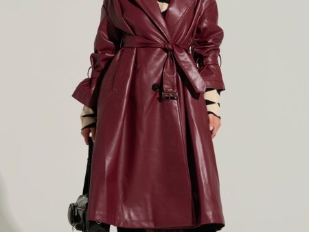 ALINNA FAUX LEATHER TRENCH on Sale