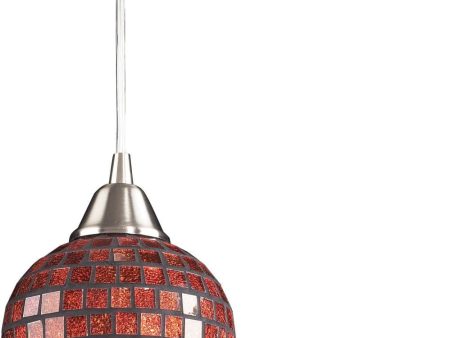 Fusion 1 Light Pendant In Satin Nickel and Copper Glass - Includes Recessed Lighting Kit Fashion