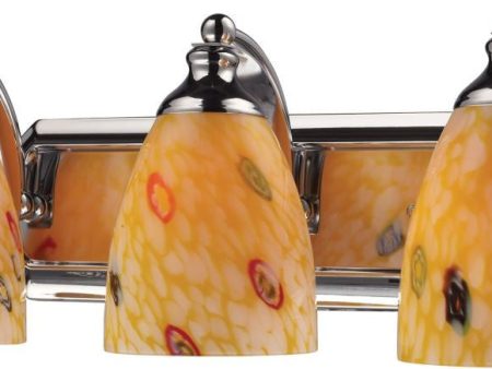 Bath and Spa 3 Light Vanity In Polished Chrome and Yellow Glass For Discount