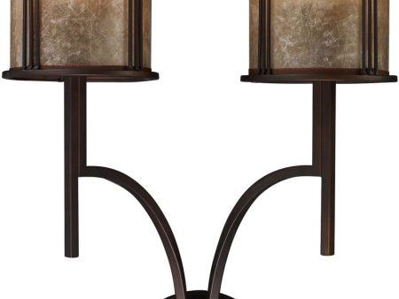 Barringer 2 Light Wall Sconce In Aged Bronze and Tan Mica For Discount