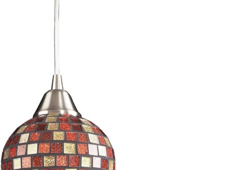 Fusion 1 Light Pendant In Satin Nickel and Multi Glass - Includes Recessed Lighting Kit on Sale