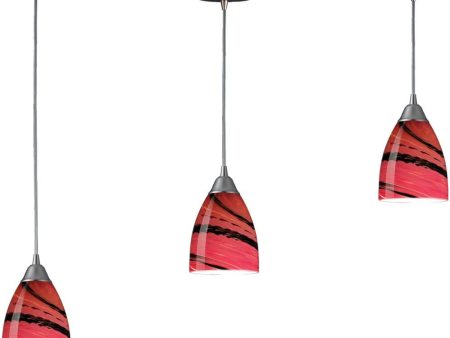 Pierra 3 Light Pendant In Satin Nickel and Autumn Glass Sale