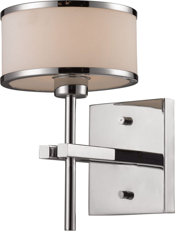 Utica 1 Light Vanity In Polished Chrome and White Glass Fashion