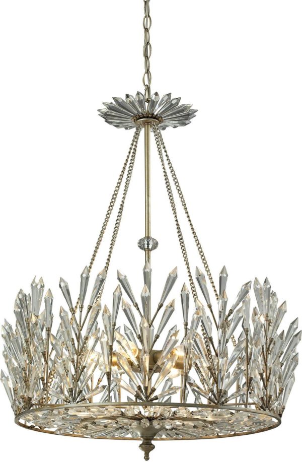 Viva Natura 6 Light Chandelier In Aged Silver Online Sale