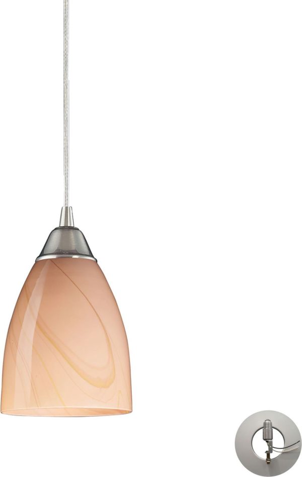 Pierra 1 Light Pendant In Satin Nickel and Sandy Glass - Includes Recessed Lighting Kit Online now