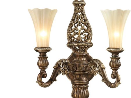 Allesandria 2 Light Led Sconce In Burnt Bronze In Weathered Gold Leaf on Sale