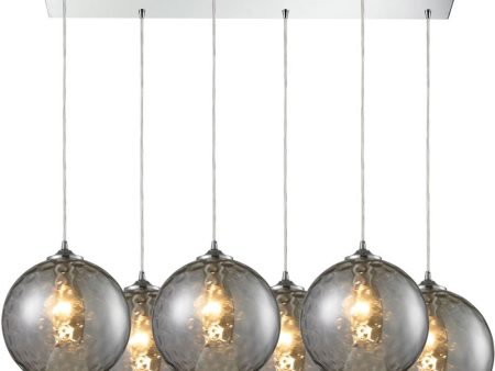 Watersphere 6 Light Pendant In Polished Chrome and Smoke Glass Sale