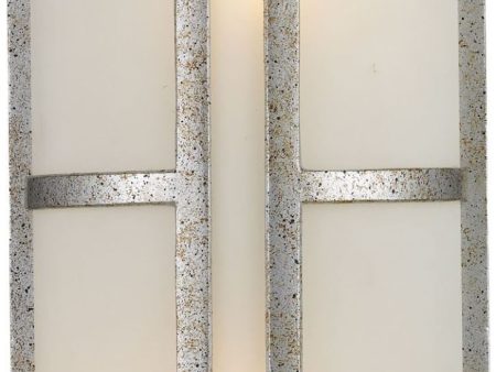 Trevot 2 Light Outdoor Wall Sconce In Sunset Silver and Frosted Glass For Discount