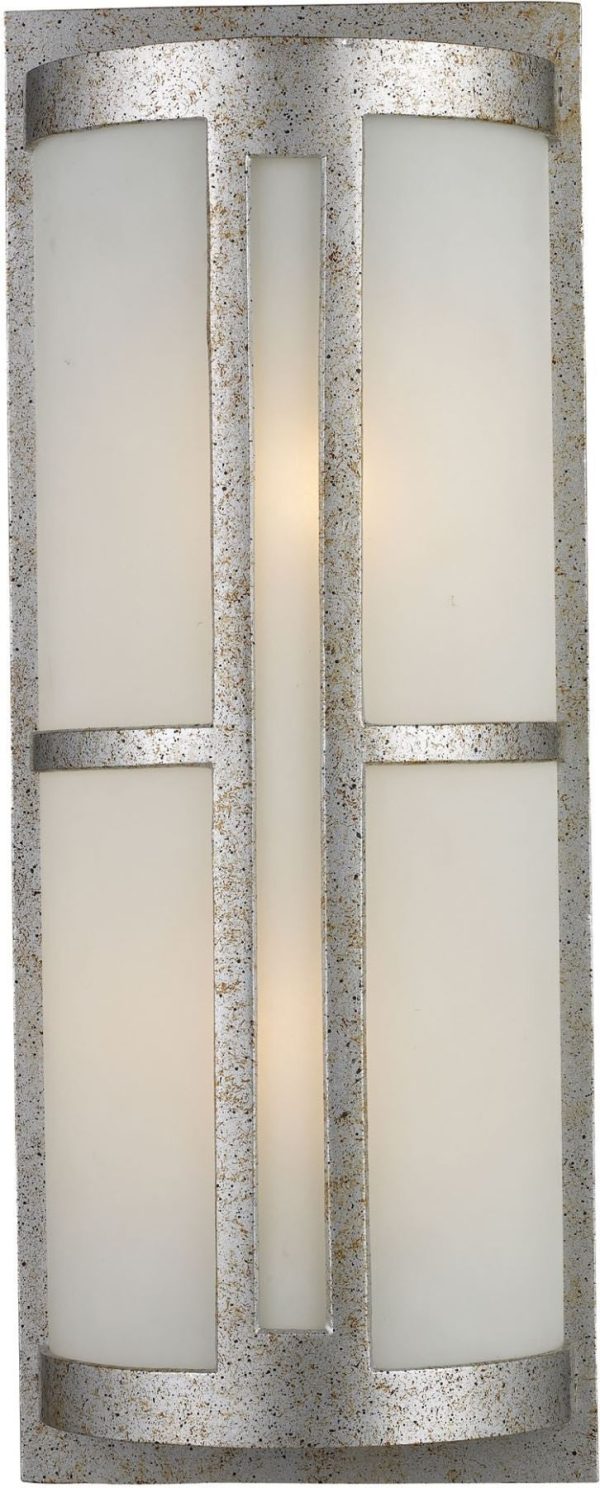 Trevot 2 Light Outdoor Wall Sconce In Sunset Silver and Frosted Glass For Discount