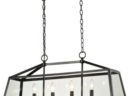 Alanna 4 Light Pendant In Oil Rubbed Bronze and Clear Glass Online Sale