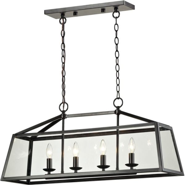 Alanna 4 Light Pendant In Oil Rubbed Bronze and Clear Glass Online Sale