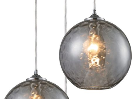 Watersphere 3 Light Pendant In Polished Chrome and Smoke Glass Sale