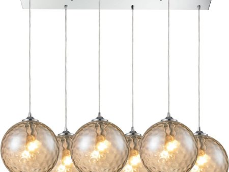 Watersphere 6 Light Pendant In Polished Chrome and Champagne Glass For Sale