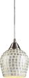 Fusion 1 Light Pendant In Satin Nickel and Silver Glass Fashion