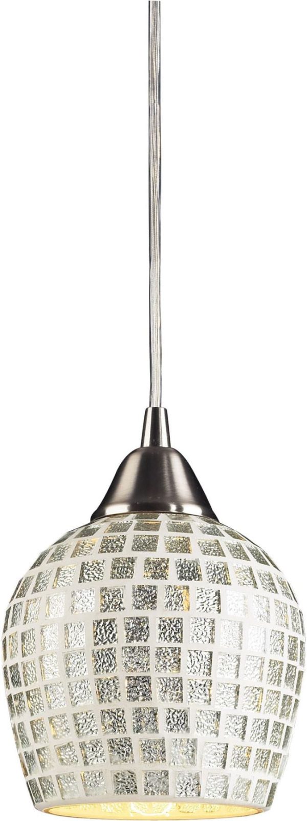 Fusion 1 Light Pendant In Satin Nickel and Silver Glass Fashion