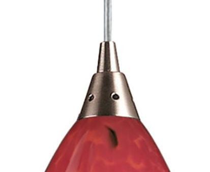 Verona 1 Light Led Pendant In Satin Nickel and Fire Red Glass Online