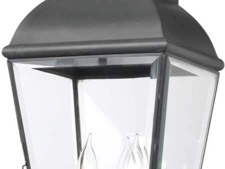 Bristol 3 Light Outdoor Post Lantern In Charcoal and Beveled Glass For Sale