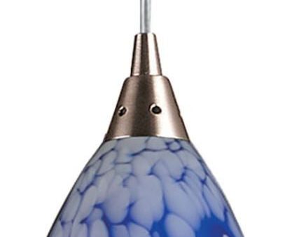 Verona 1 Light Led Pendant In Satin Nickel and Starlight Blue Glass Supply