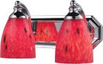 Bath and Spa 2 Light Vanity In Polished Chrome and Fire Red Glass Supply