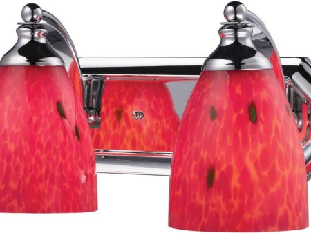 Bath and Spa 2 Light Vanity In Polished Chrome and Fire Red Glass Supply