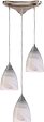 Pierra 3 Light Pendant In Satin Nickel and Cream Glass For Sale