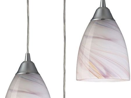 Pierra 3 Light Pendant In Satin Nickel and Cream Glass For Sale