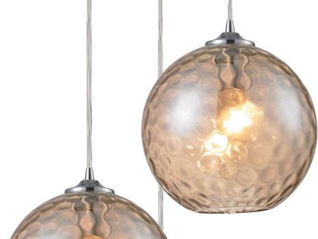 Watersphere 3 Light Pendant In Polished Chrome and Champagne Glass Sale