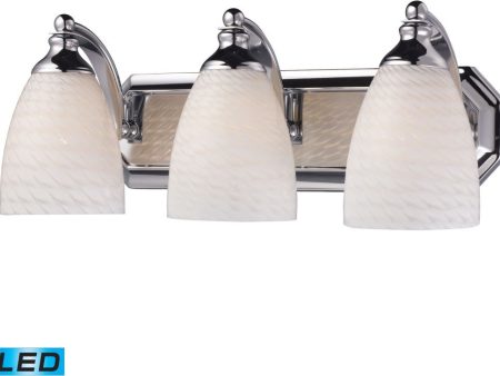 Bath and Spa 3 Light Led Vanity In Polished Chrome and White Swirl Glass on Sale