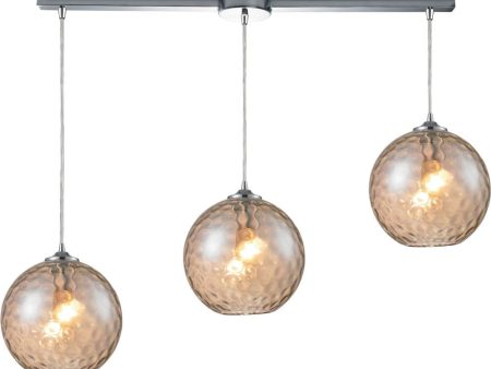 Watersphere 3 Light Pendant In Polished Chrome and Champagne Glass Discount