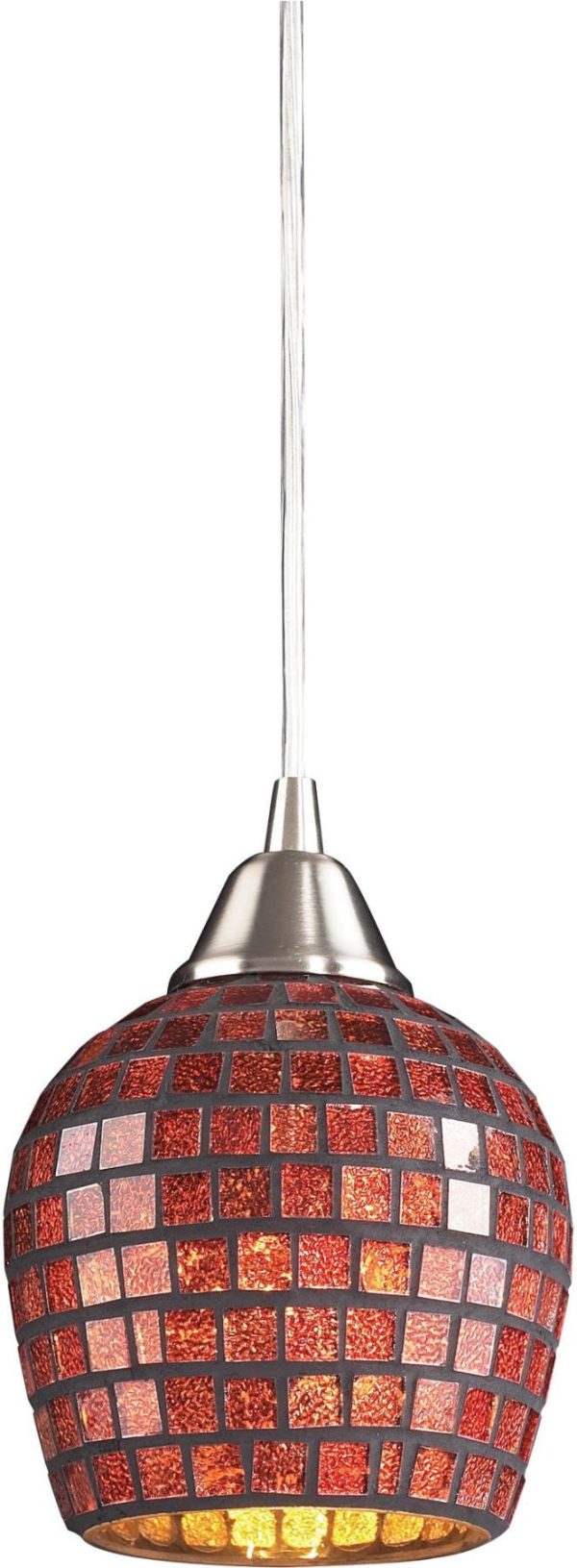 Fusion 1 Light Led Pendant In Satin Nickel and Copper Glass Online now