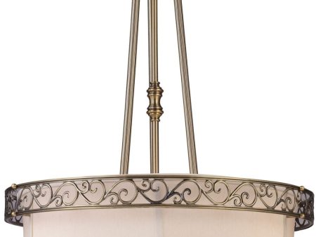 Abington 3 Light Pendelier In Antique Brass Supply