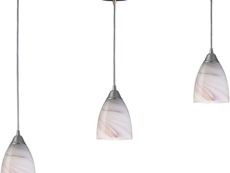 Pierra 3 Light Pendant In Satin Nickel and Creme Glass For Sale