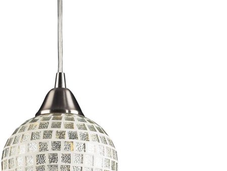 Fusion 1 Light Pendant In Satin Nickel and Silver Glass - Includes Recessed Lighting Kit For Discount