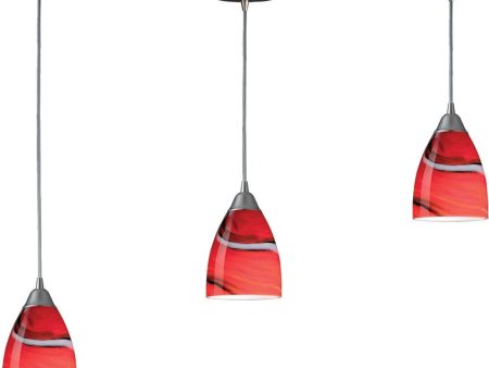 Pierra 3 Light Pendant In Satin Nickel and Candy Glass For Discount