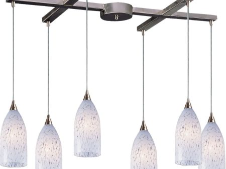 Verona 6 Light Pendant In Satin Nickel and Snow White Glass For Discount