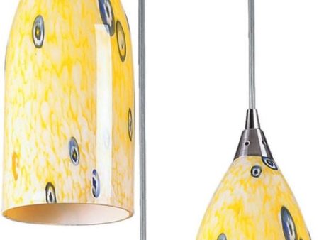 Verona 3 Light Pendant In Satin Nickel and Yellow Blaze Glass Online Sale