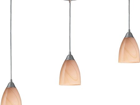 Pierra 3 Light Pendant In Satin Nickel and Sandy Glass Hot on Sale