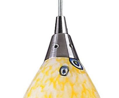 Verona 1 Light Pendant In Satin Nickel and Yellow Blaze Glass Online