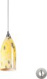 Verona 1 Light Pendant In Satin Nickel and Yellow Blaze Glass - Includes Recessed Lighting Kit Hot on Sale